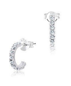 C Shaped with Rhinestone Silver Ear Stud STS-3788